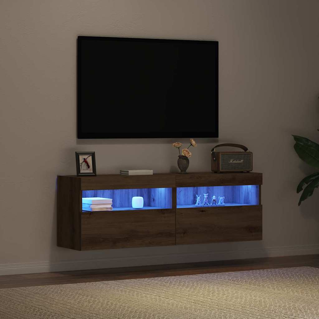 TV Wall Cabinet with LED 2 pcs Artisan oak 60 x 30 x 40 cm