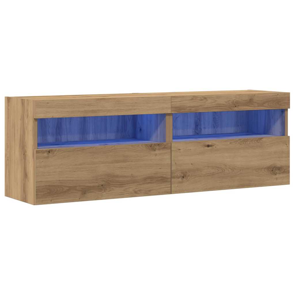 TV Wall Cabinet with LED 2 pcs Artisan oak 60 x 30 x 40 cm