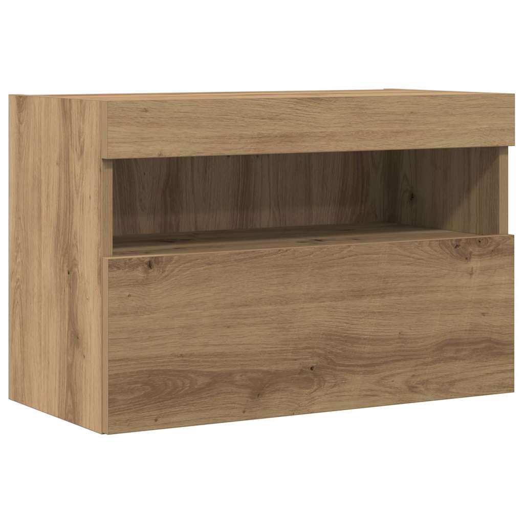 TV Wall Cabinet with LED 2 pcs Artisan oak 60 x 30 x 40 cm