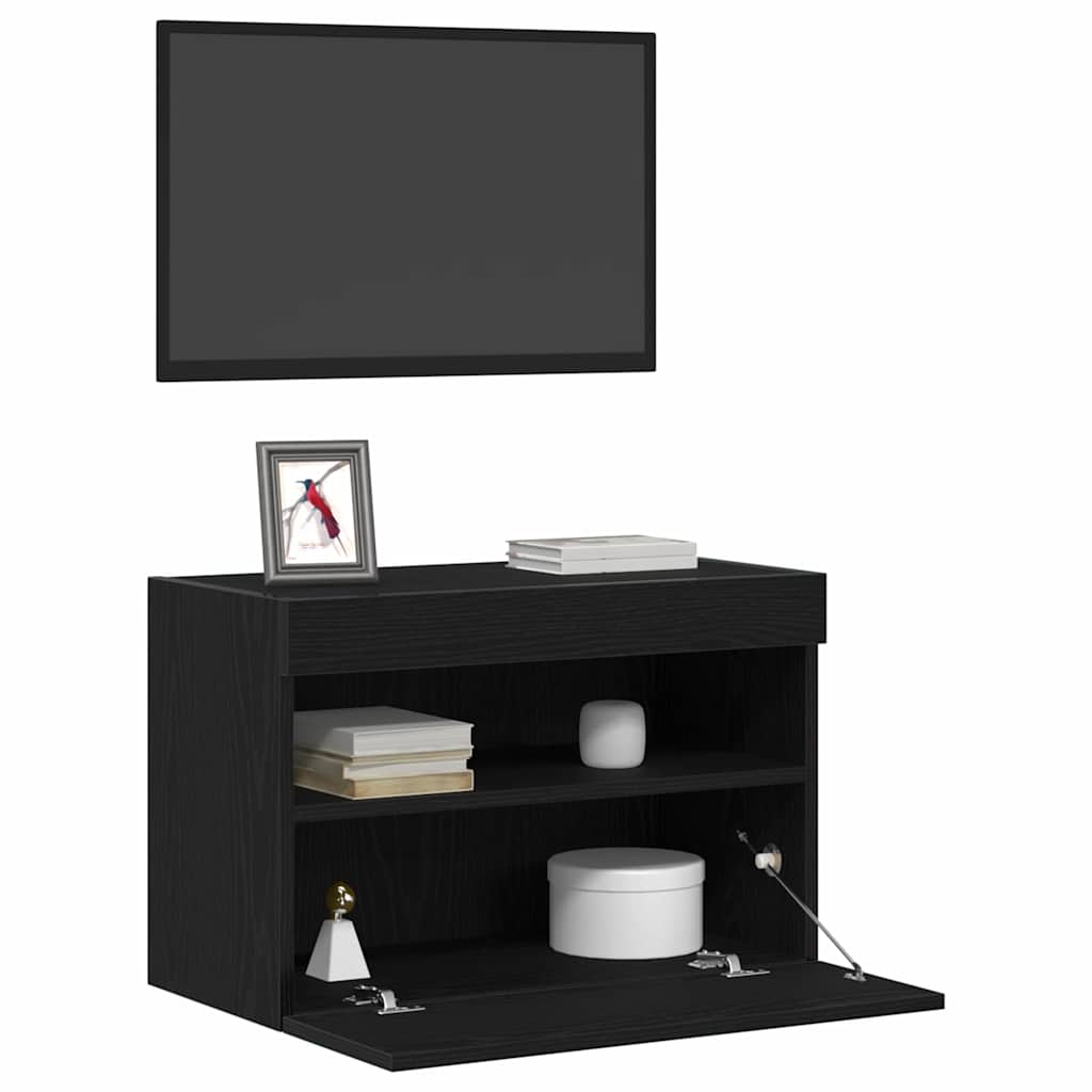 TV Wall Cabinet 2 pcs Black oak 60 x 30 x 40 cm Engineered Wood