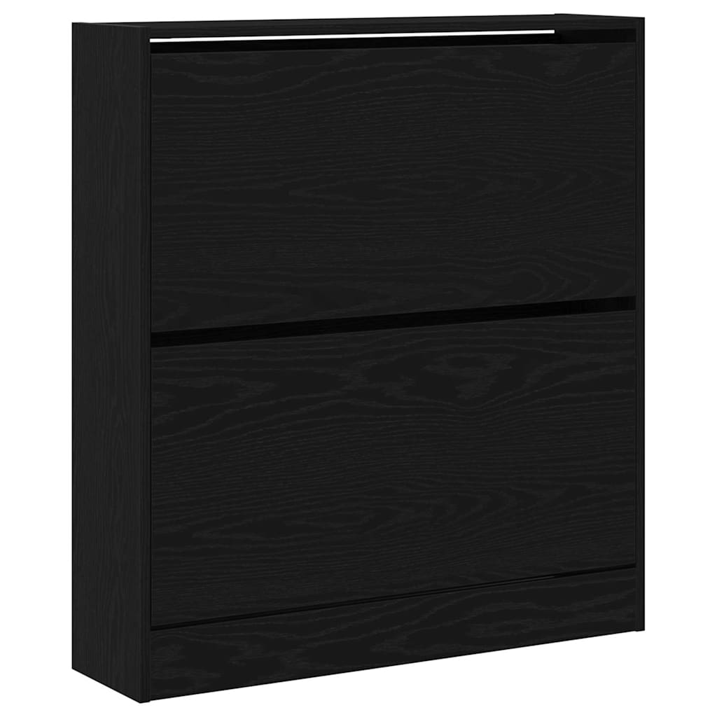 Shoe Cabinet Black Oak 80 x 21 x 87.5 cm Engineered Wood