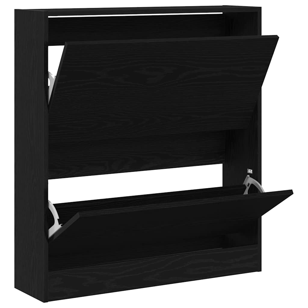 Shoe Cabinet Black Oak 80 x 21 x 87.5 cm Engineered Wood
