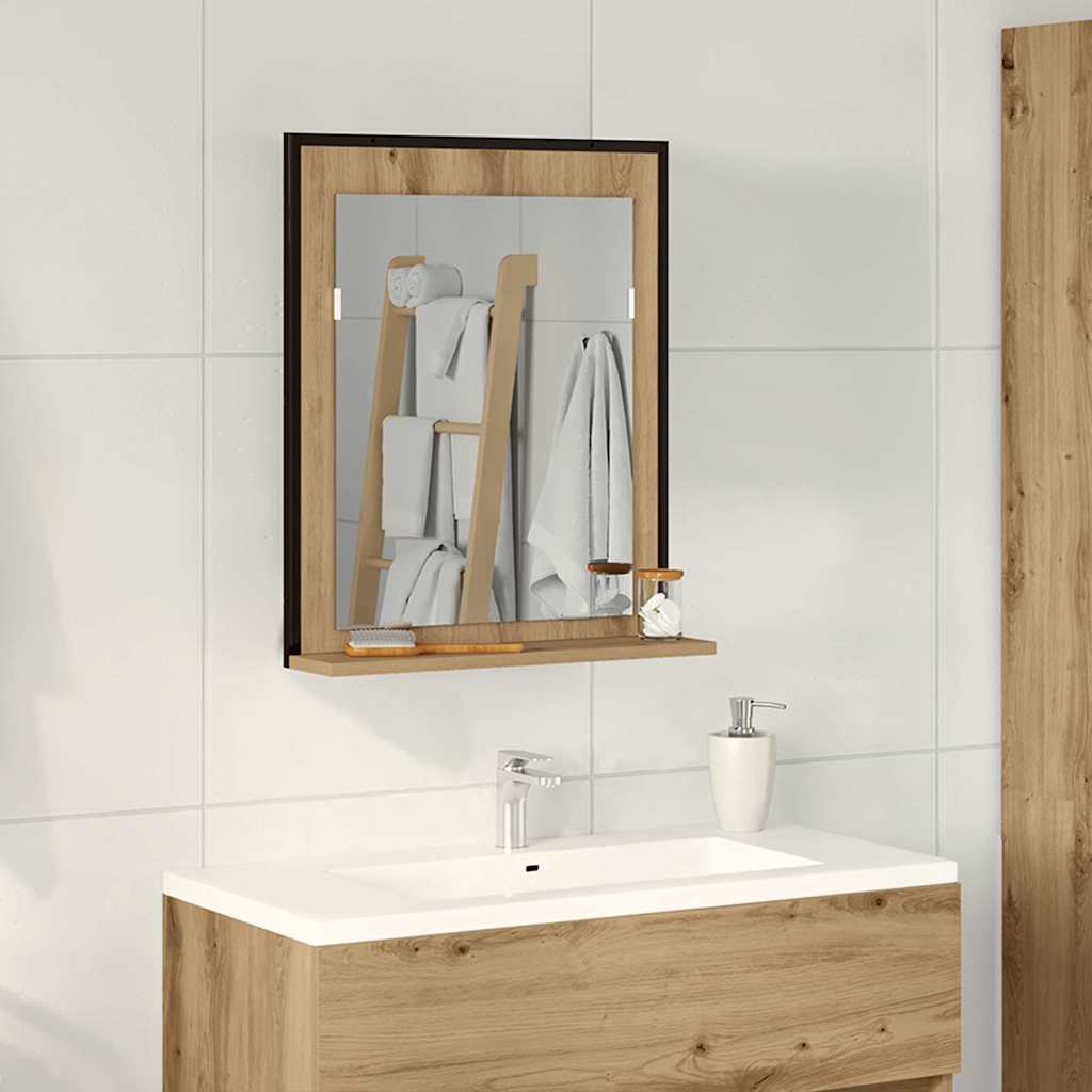 Mirror Artisan oak 50 x 12 x 60 cm Glass and Engineered Wood