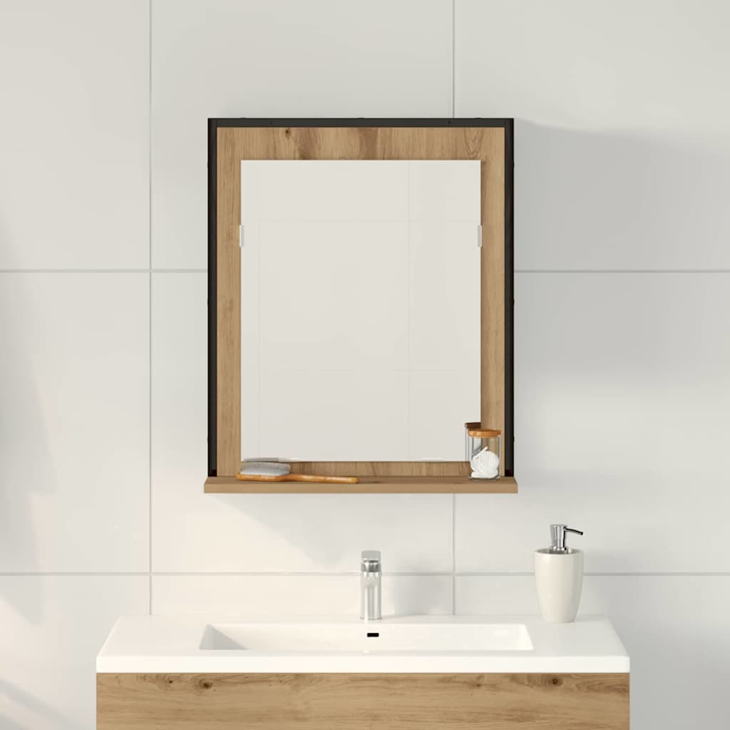 Mirror Artisan oak 50 x 12 x 60 cm Glass and Engineered Wood