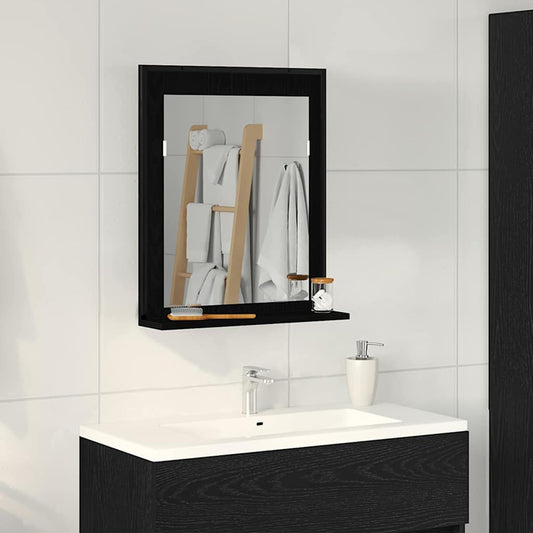 Mirror Black oak 50 x 12 x 60 cm Glass and Engineered Wood