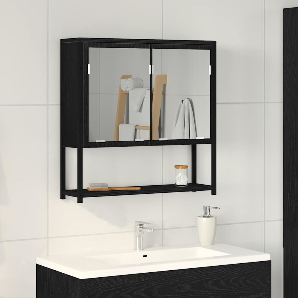 Mirror Cabinet Black Oak 60 x 16 x 60 cm Engineered Wood