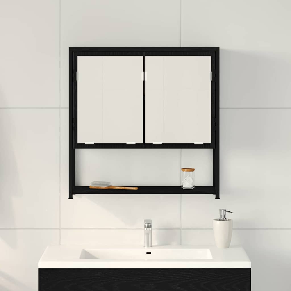 Mirror Cabinet Black Oak 60 x 16 x 60 cm Engineered Wood