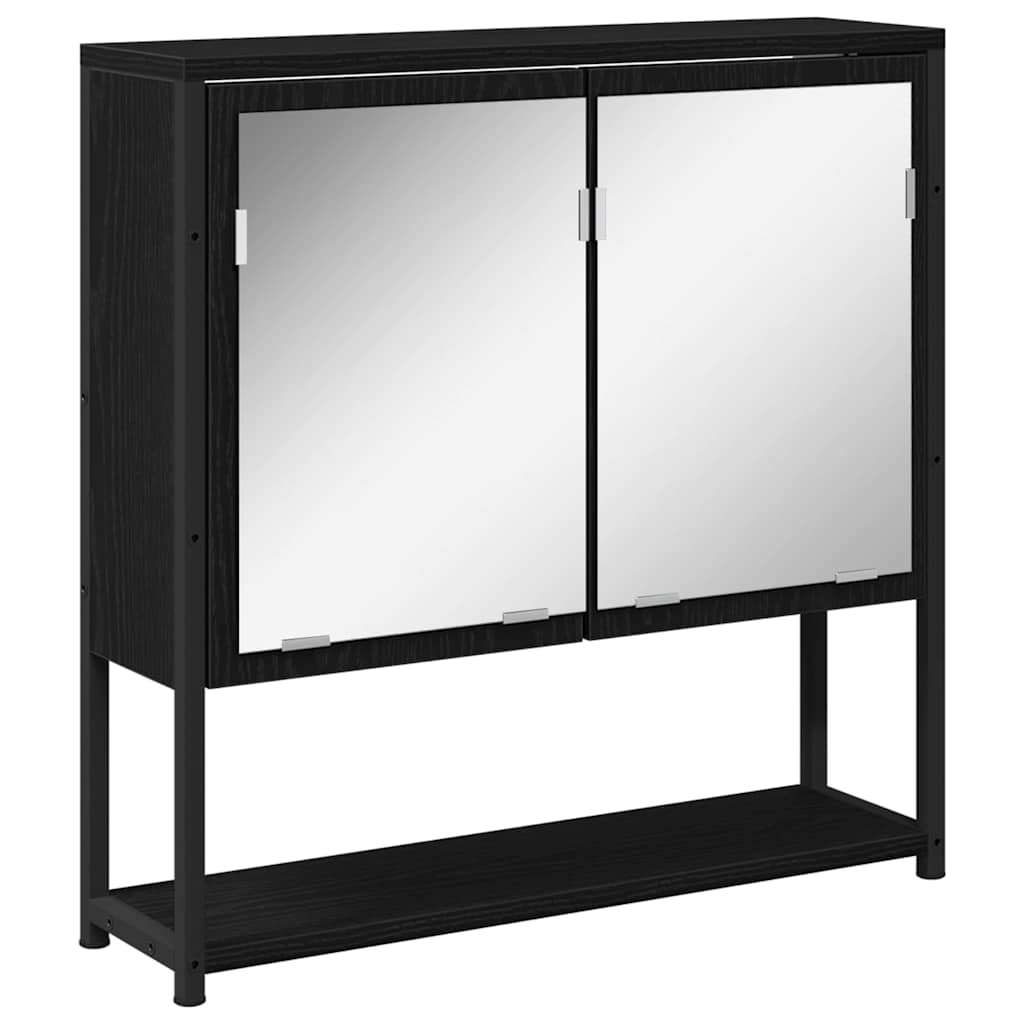 Mirror Cabinet Black Oak 60 x 16 x 60 cm Engineered Wood