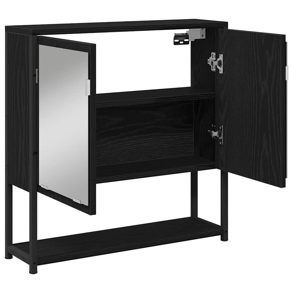 Mirror Cabinet Black Oak 60 x 16 x 60 cm Engineered Wood