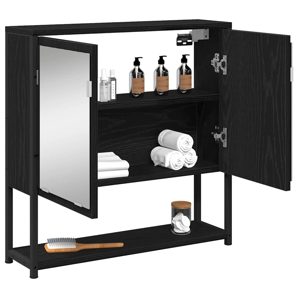 Mirror Cabinet Black Oak 60 x 16 x 60 cm Engineered Wood