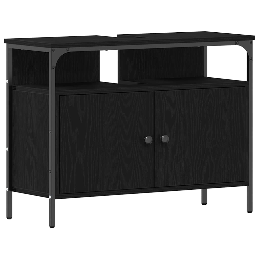 Bathroom Sink Cabinet Black oak 80 x 30 x 60 cm Engineered Wood