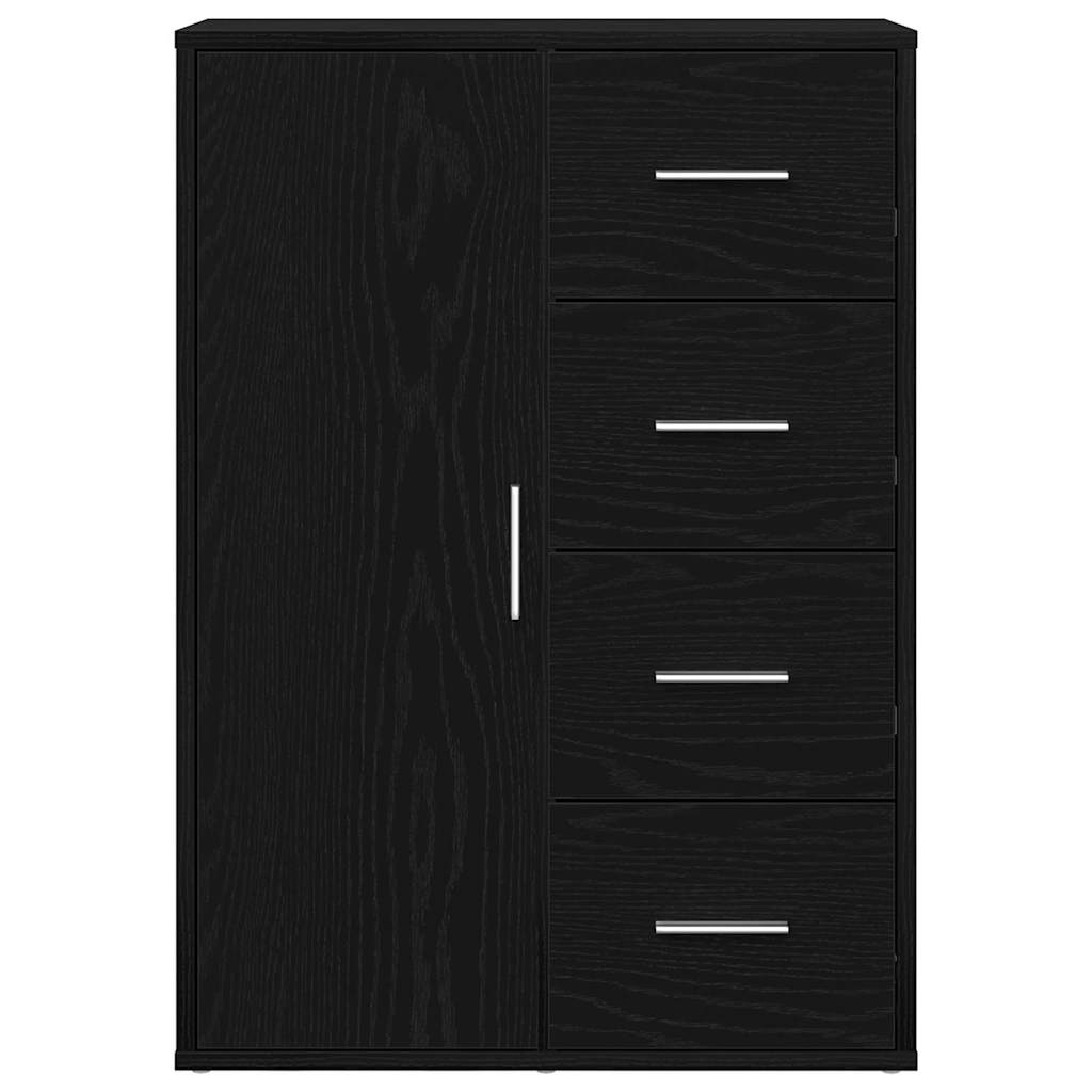 Sideboard with Drawer Black Oak 60 x 31 x 84 cm Engineered Wood