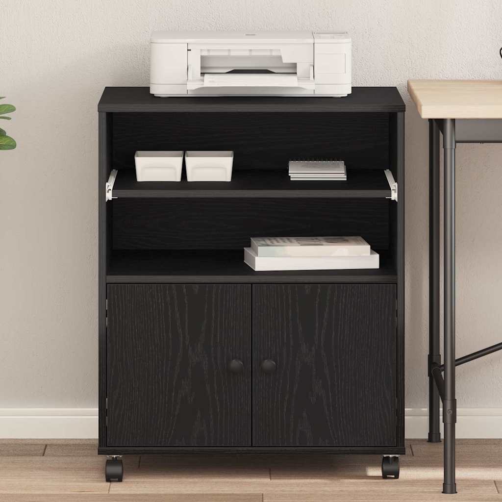 Printer Stand Black Oak 60 x 48 x 74 cm Engineered Wood