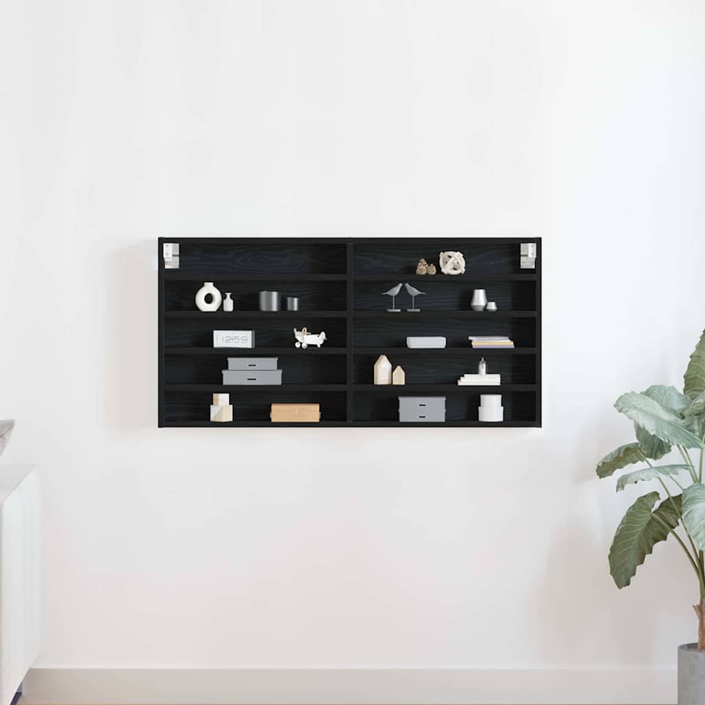 Display Cabinet Black Oak 100 x 8.5 x 50 cm Engineered Wood