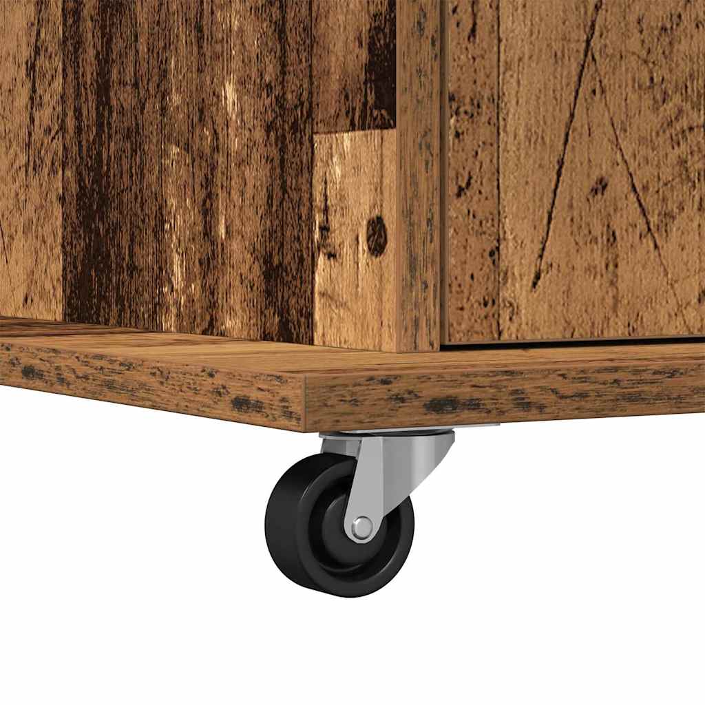 Podium with Drawer Old Wood 55 x 55 x 107 cm Engineered Wood