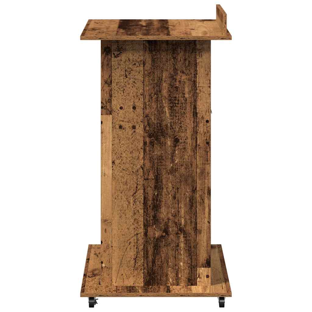 Podium with Drawer Old Wood 55 x 55 x 107 cm Engineered Wood