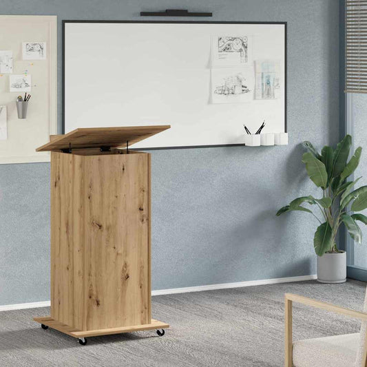 Podium with Drawer Artisan Oak 55 x 55 x 107 cm Engineered Wood