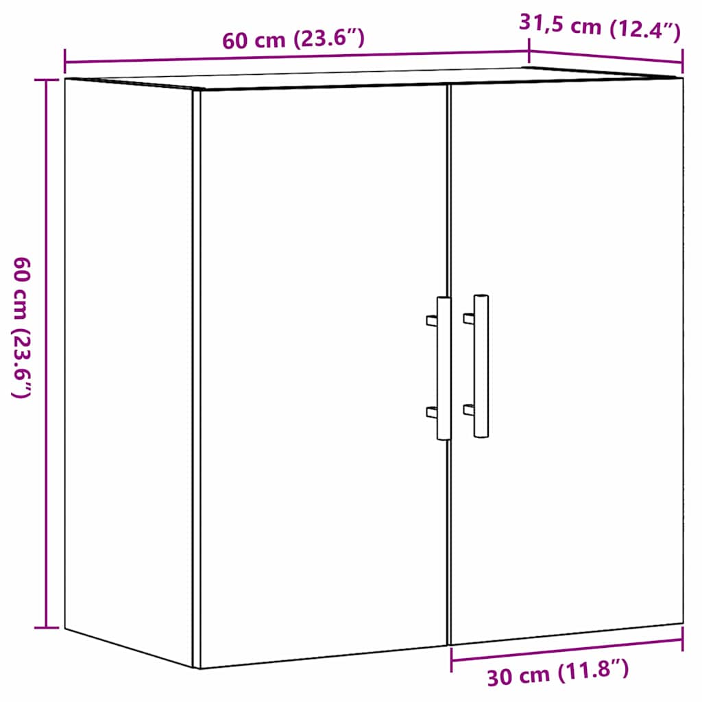 Wall Cabinet Old Wood 60 x 31.5 x 60 cm Engineered Wood