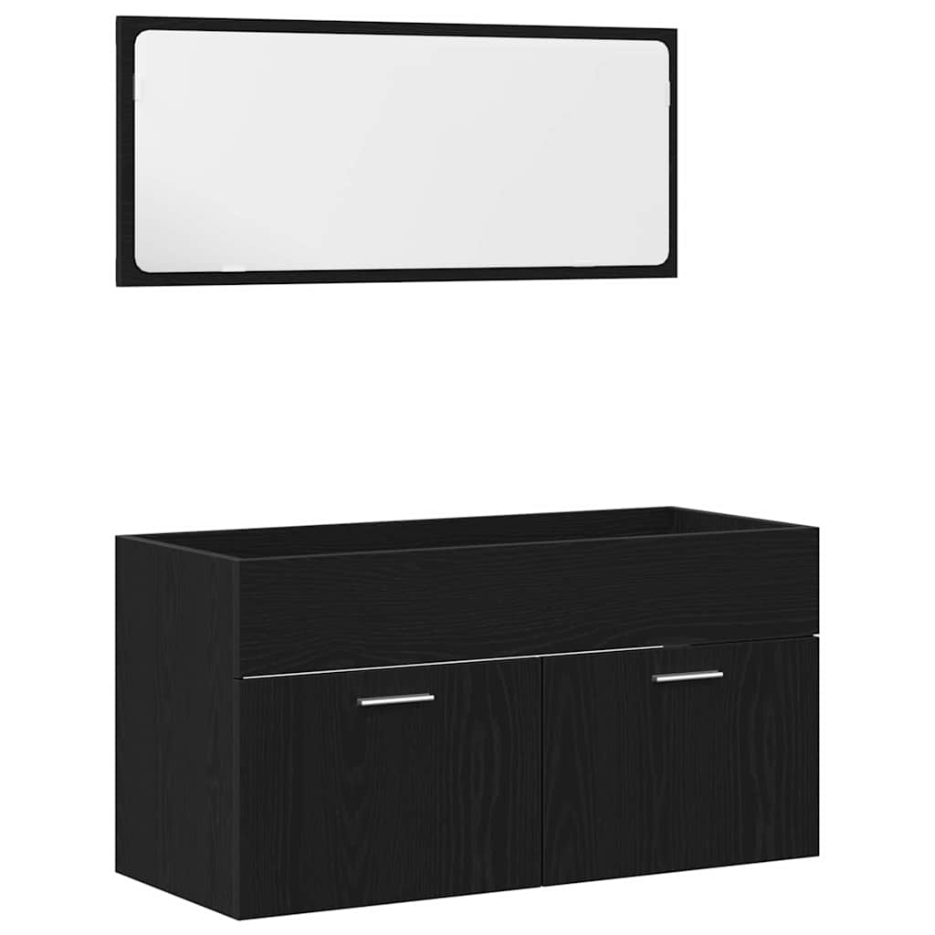 Bathroom Furniture Set 2 pcs Black Oak Engineered wood