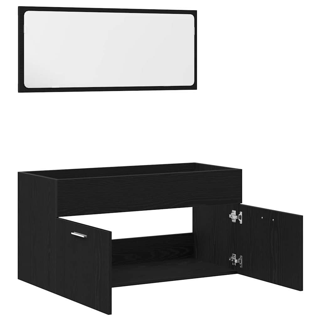 Bathroom Furniture Set 2 pcs Black Oak Engineered wood