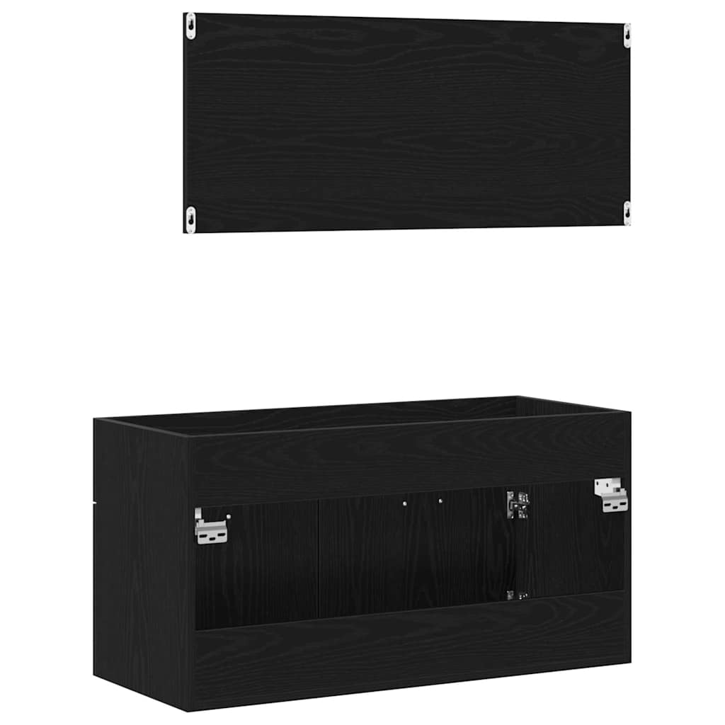 Bathroom Furniture Set 2 pcs Black Oak Engineered wood