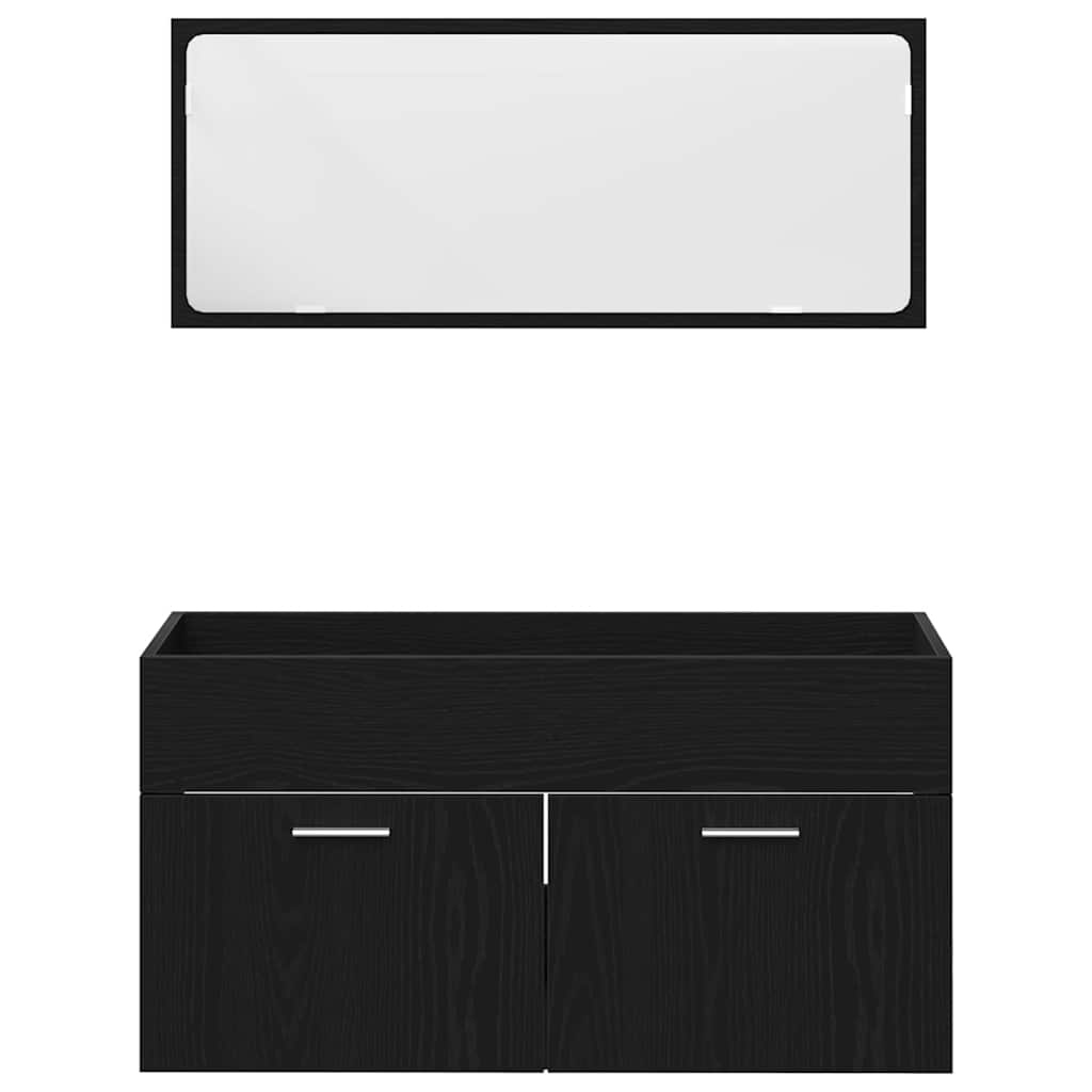 Bathroom Furniture Set 2 pcs Black Oak Engineered wood