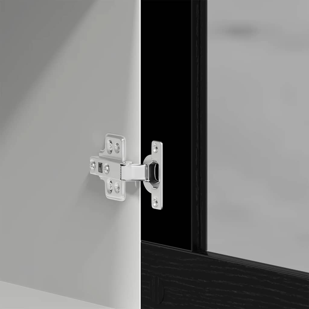 Hanging Glass Cabinet Black Oak 40x31x60 cm Engineered Wood