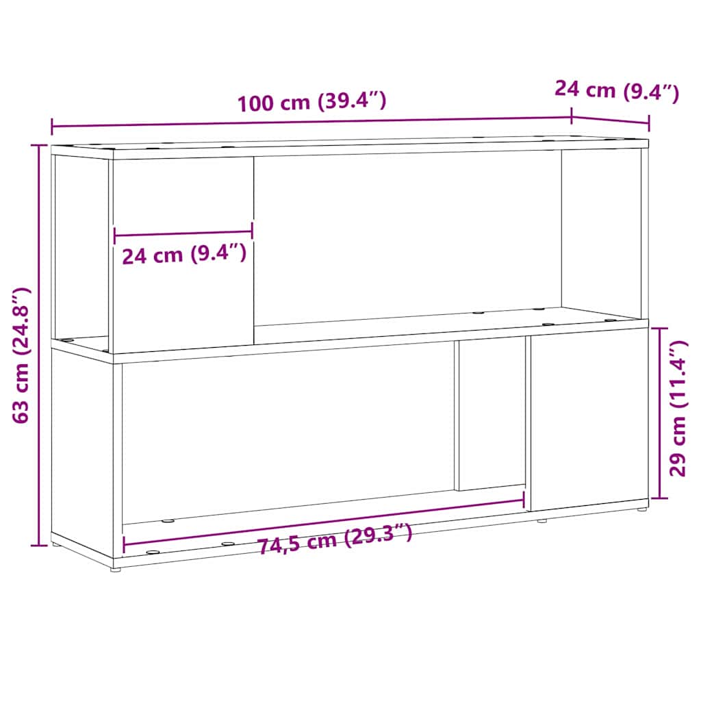 TV Cabinet Set 100 x 24 x 63 cm Black Engineered Wood
