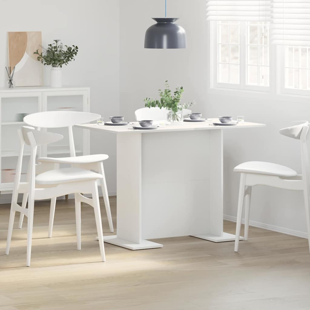 Dining Table 110 x 60 x 75 cm Engineered Wood White Rectangular