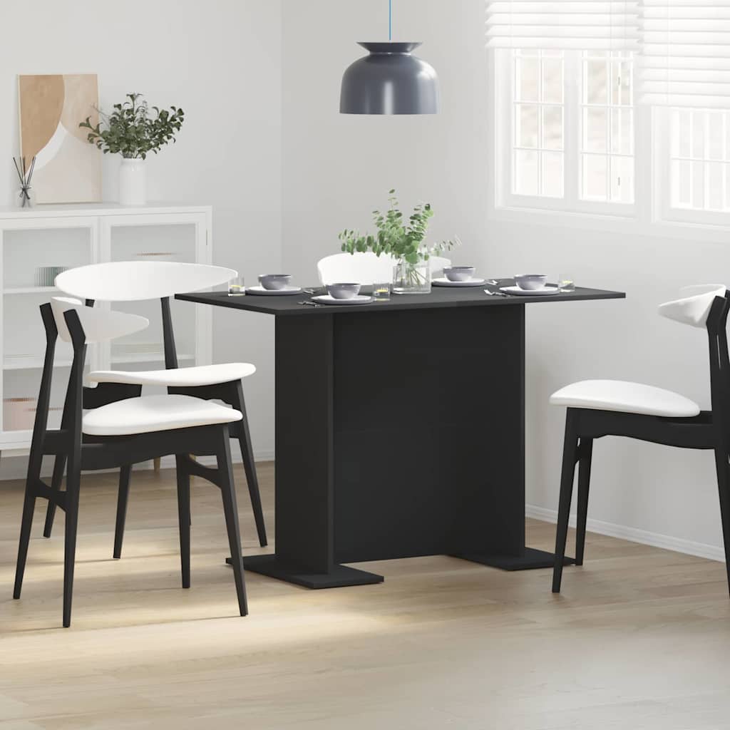 Dining Table 110 x 60 x 75 cm Engineered Wood Black Rectangular