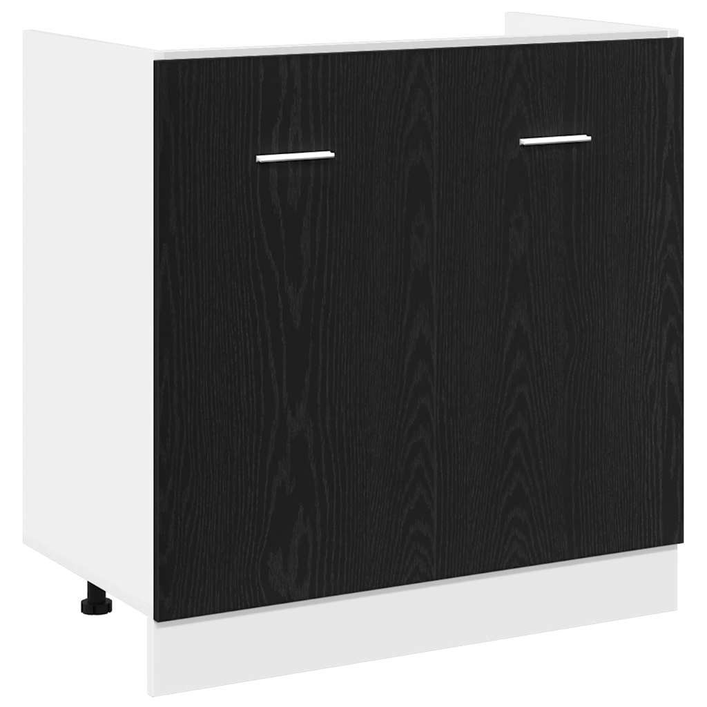 Sink Bottom Cabinet Black Oak 80x46x81,5 cm Engineered Wood