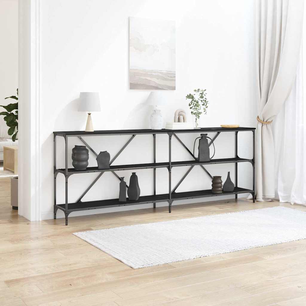 Console Table Black Oak 200 x 30 x 75 cm Engineered Wood