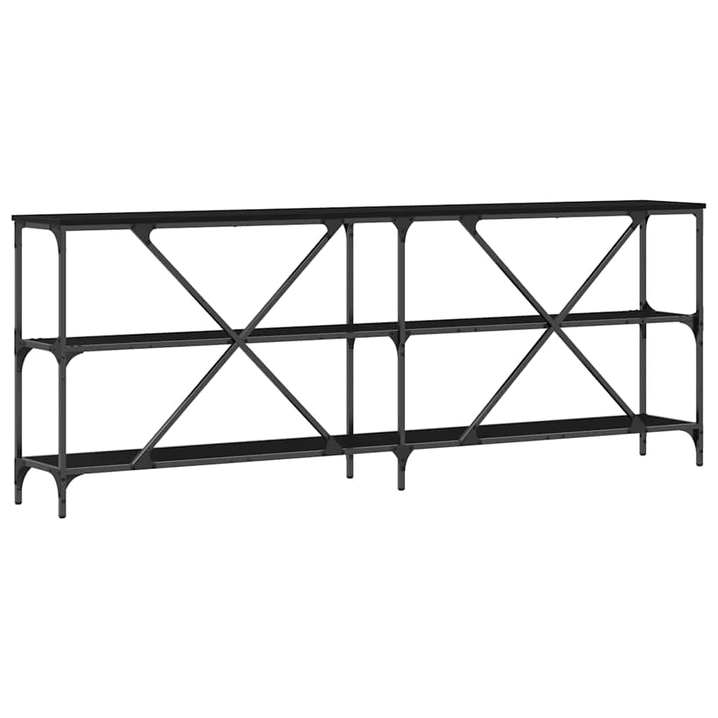 Console Table Black Oak 200 x 30 x 75 cm Engineered Wood