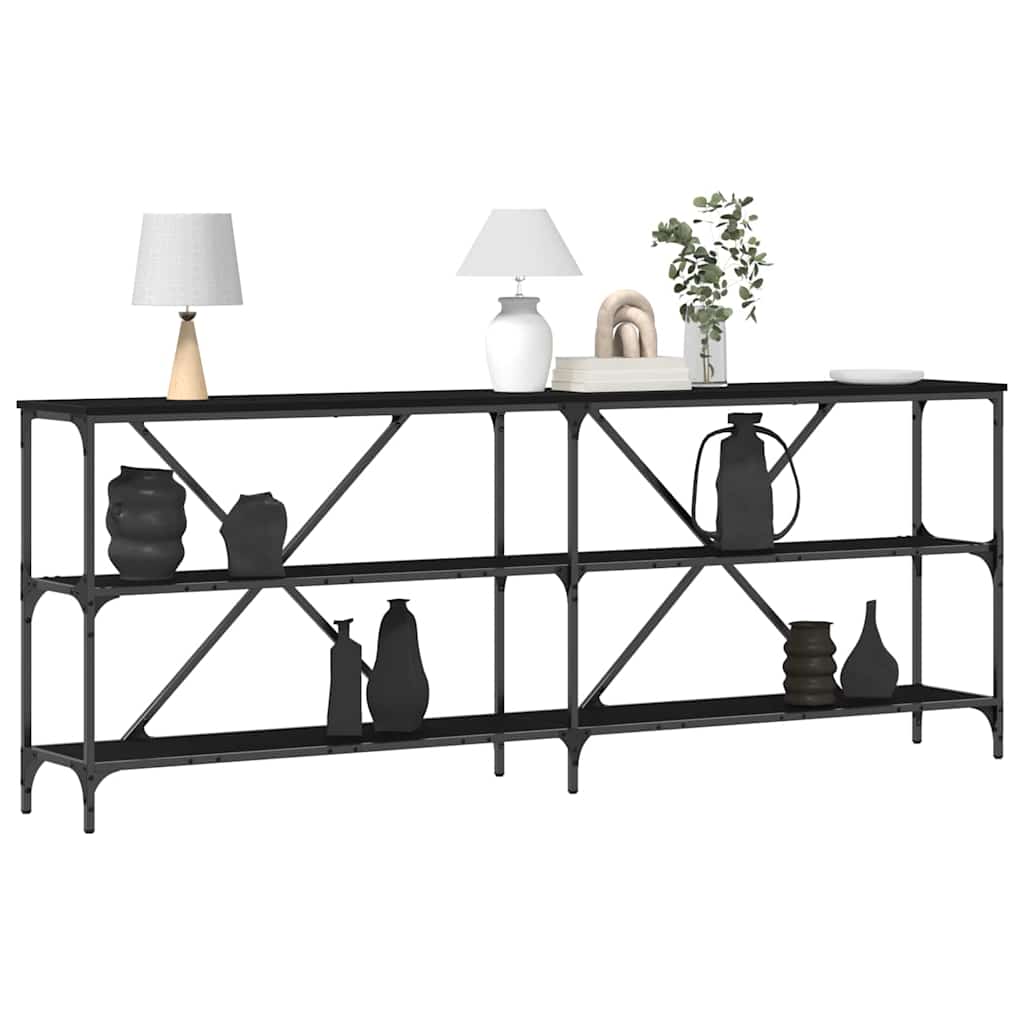 Console Table Black Oak 200 x 30 x 75 cm Engineered Wood