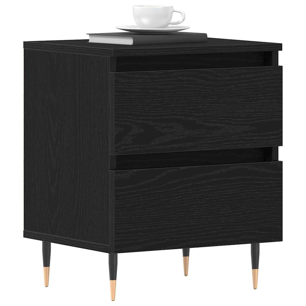 Bedside Cabinet 2 pcs Black Oak 40 x 35 x 50 cm Engineered Wood