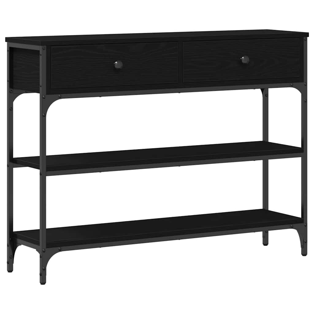 Console Table Black Oak 100 x 25 x 75 cm Engineered Wood