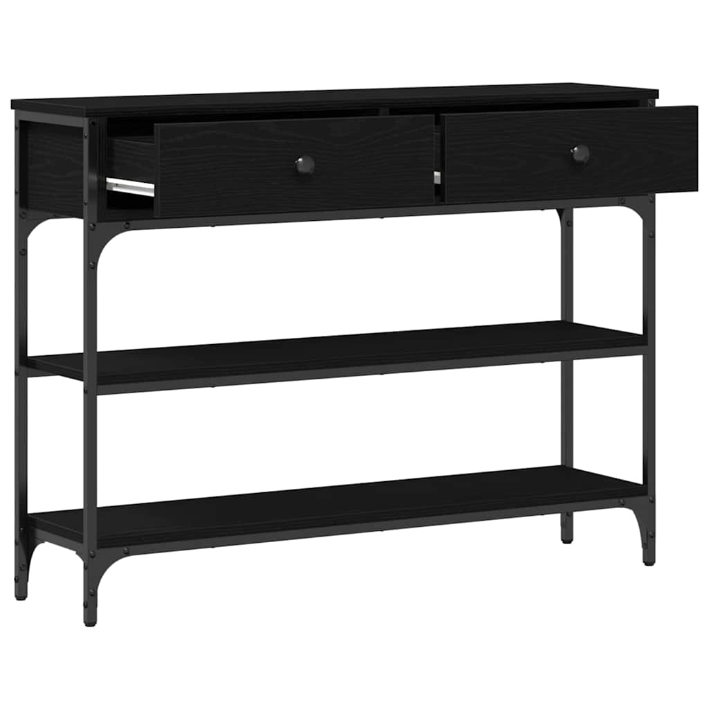 Console Table Black Oak 100 x 25 x 75 cm Engineered Wood