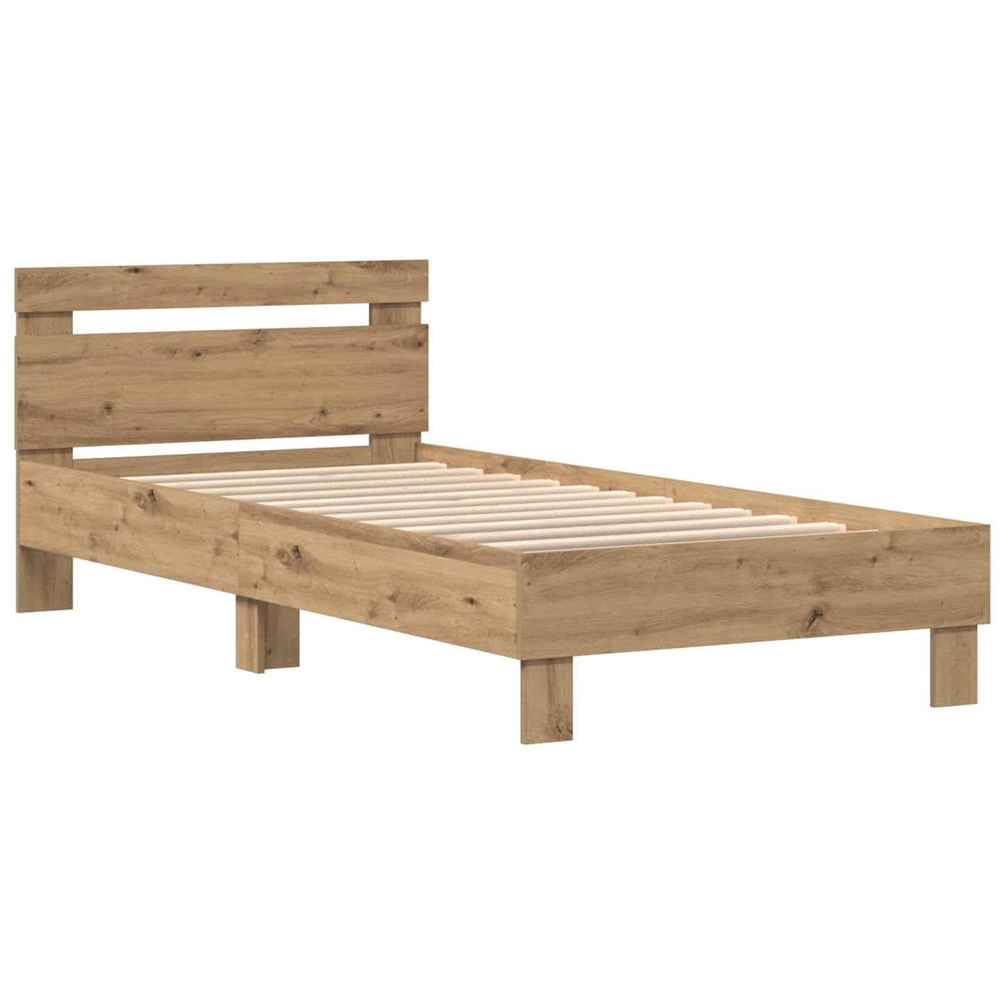 Bed Frame with LED Artisan Oak 100 x 200 cm Engineered Wood