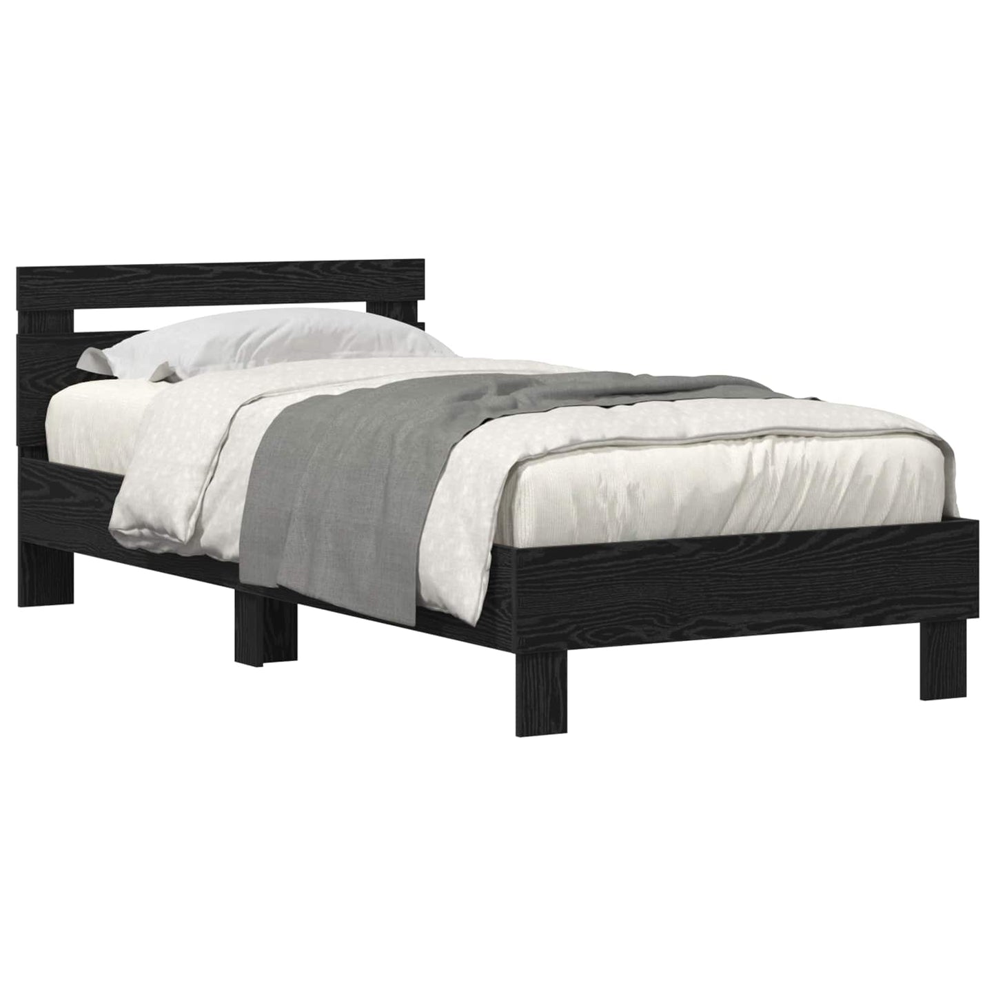 Bed Frame with LED Black Oak 100 x 200 cm Engineered Wood