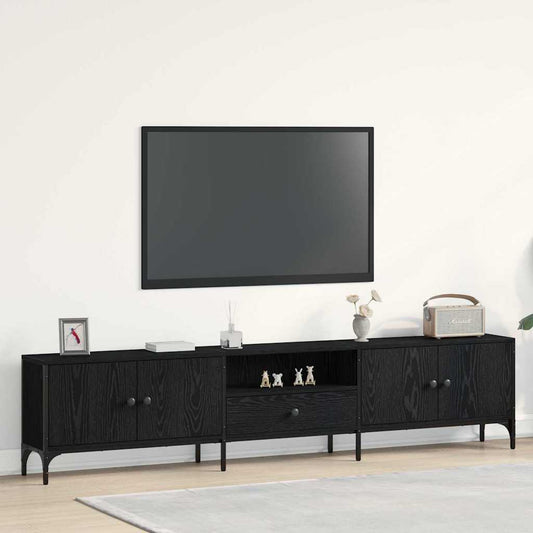 TV Cabinet 200 x 25 x 44 cm Black oak Engineered wood