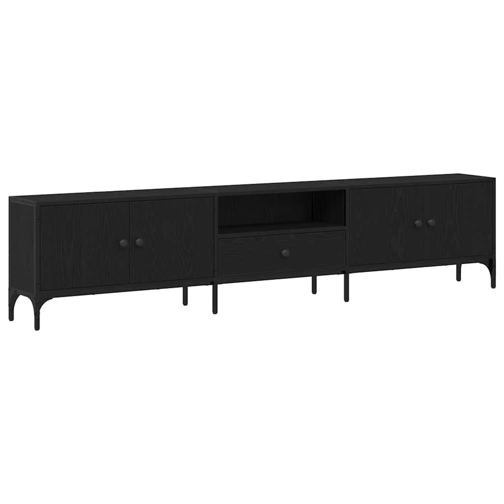 TV Cabinet 200 x 25 x 44 cm Black oak Engineered wood