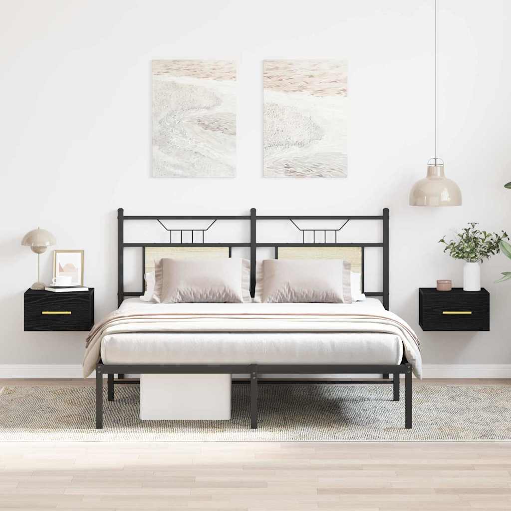 Bedside Cabinet 2 pcs 35 x 35 x 20 cm Engineered Wood Black Oak