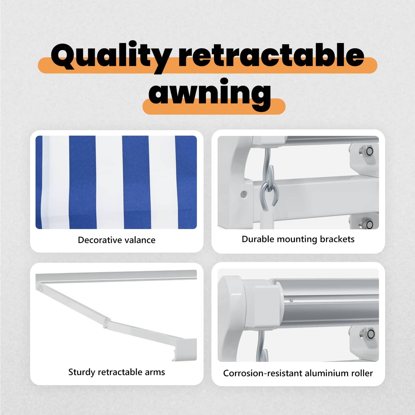 Retractable Awning Blue 250 x 200 cm Fabric
