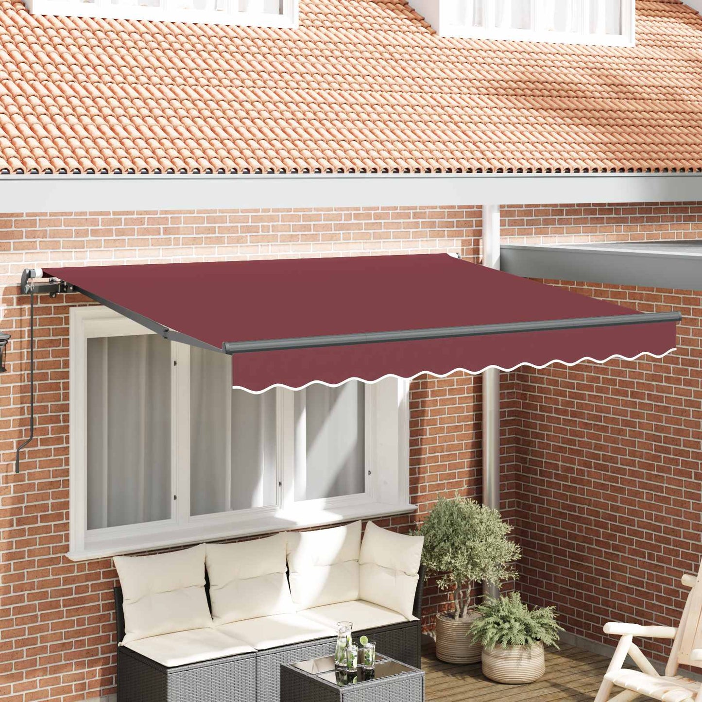Retractable Awning Burgundy 250 x 200 cm Fabric