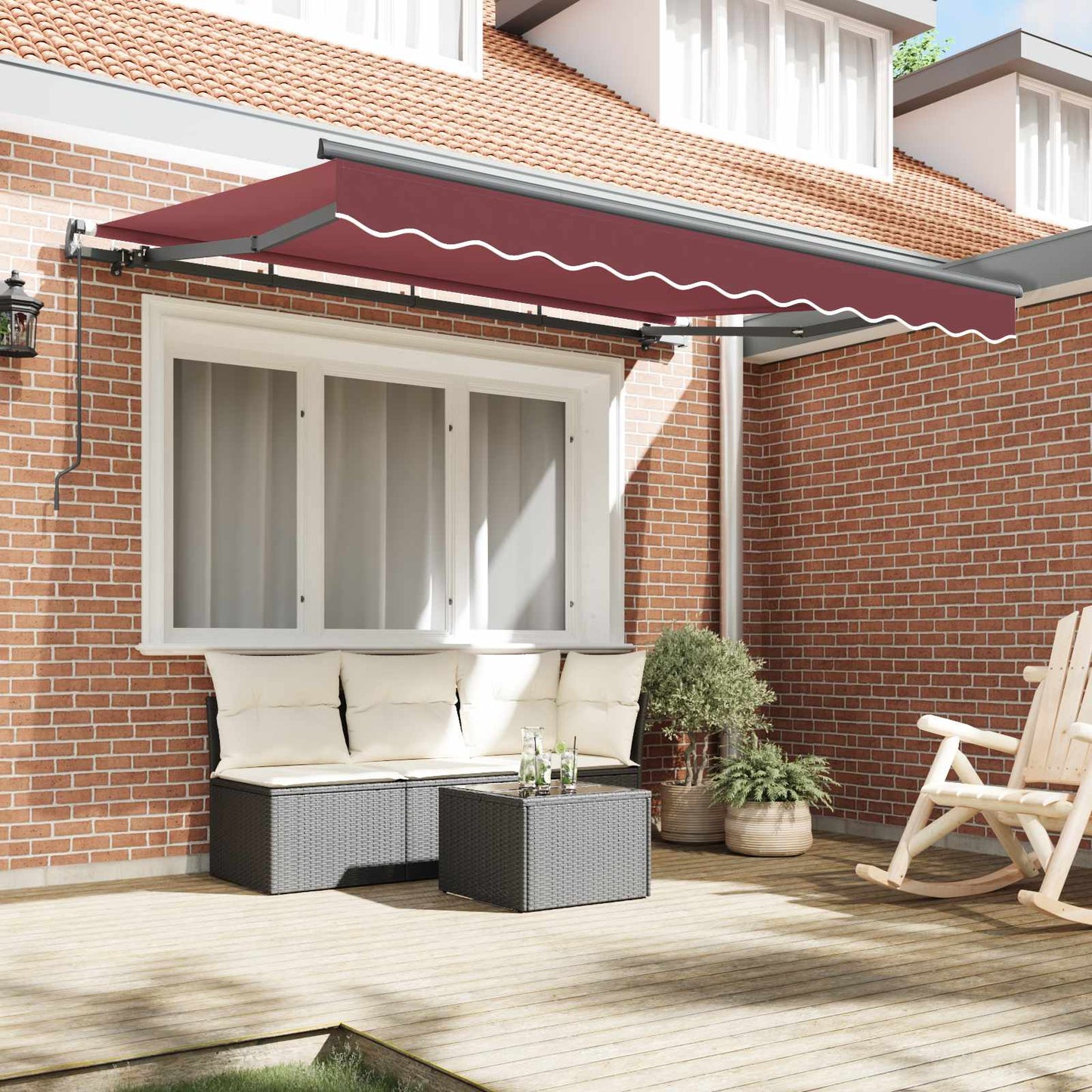 Retractable Awning Burgundy 250 x 200 cm Fabric