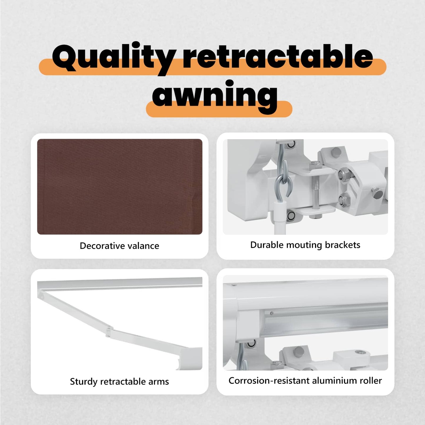 Awning Frame Brown 250 x 200 cm Polyester with PU coating