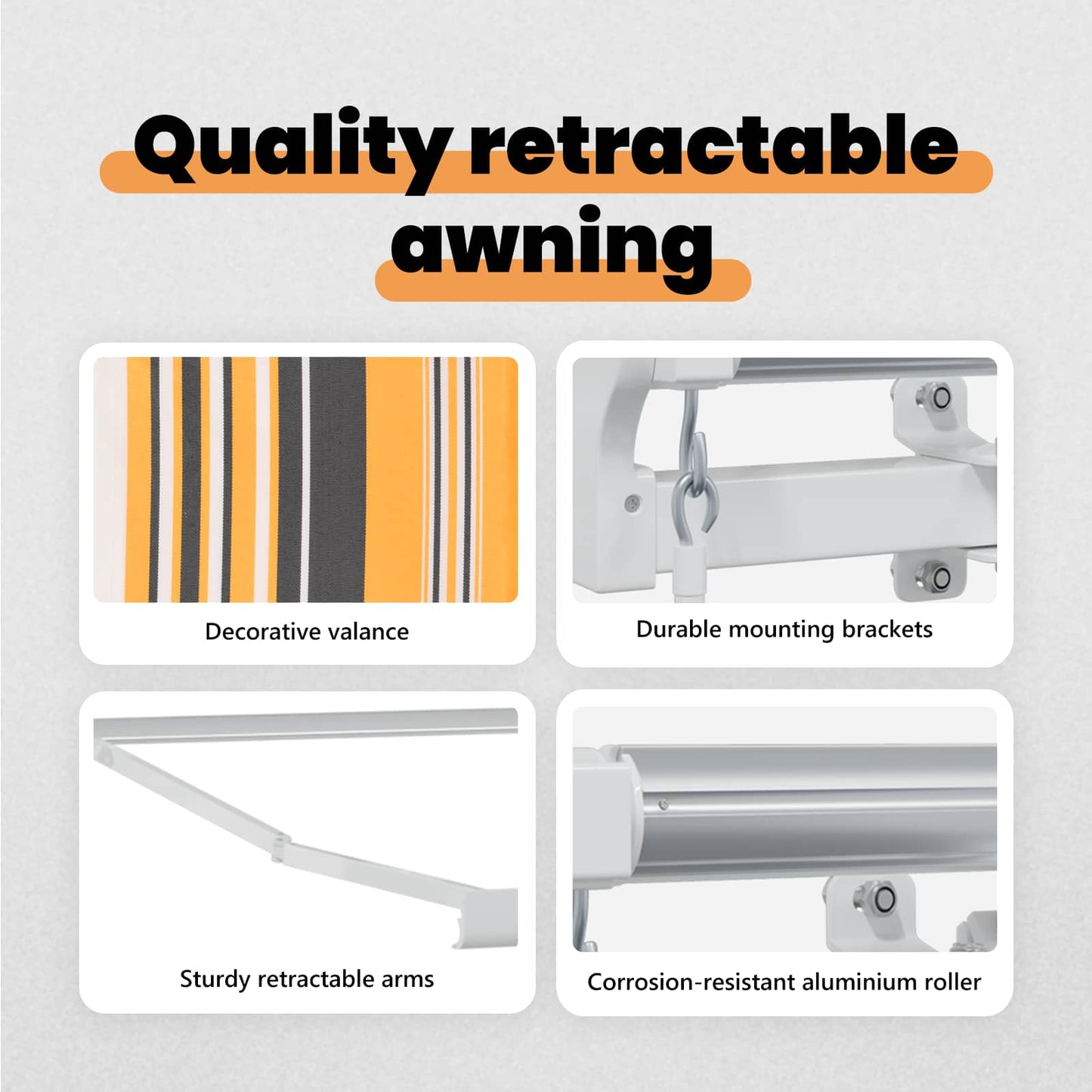 Retractable Awning Yellow and Grey 250 x 200 cm Fabric