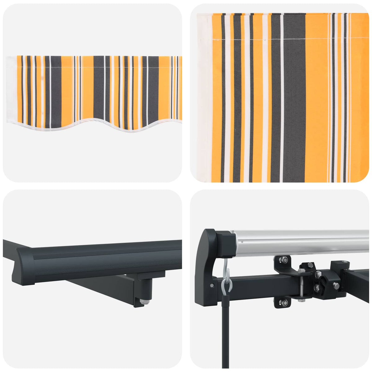 Retractable Awning Yellow and Grey 250 x 200 cm Fabric