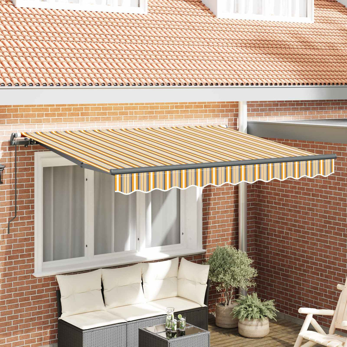 Retractable Awning Yellow and Grey 250 x 200 cm Fabric