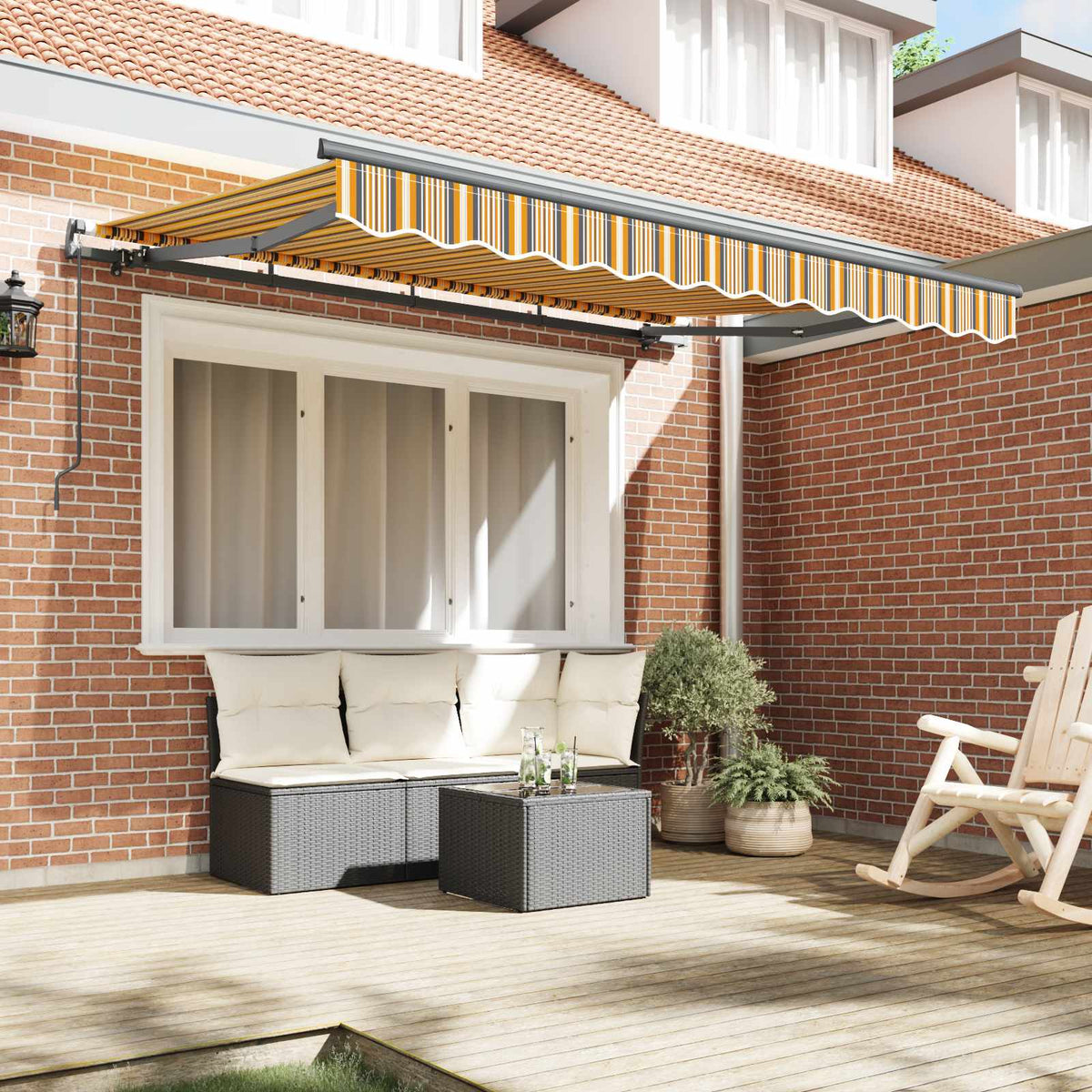 Retractable Awning Yellow and Grey 250 x 200 cm Fabric